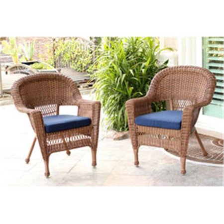 PROPATION W00205-C-2-FS011-CS Honey Wicker Chair with Blue Cushion PR2419512